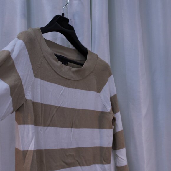 Jones New York Beige and White Striped Long Sleeve Top - Picture 8 of 11